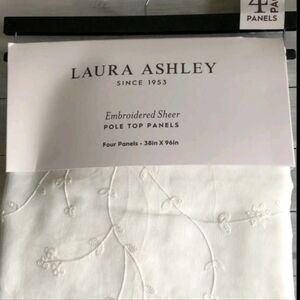 4 pc LAURA ASHLEY-CREAM EMBROIDERED SHEERS - 4 panels 38X84 each